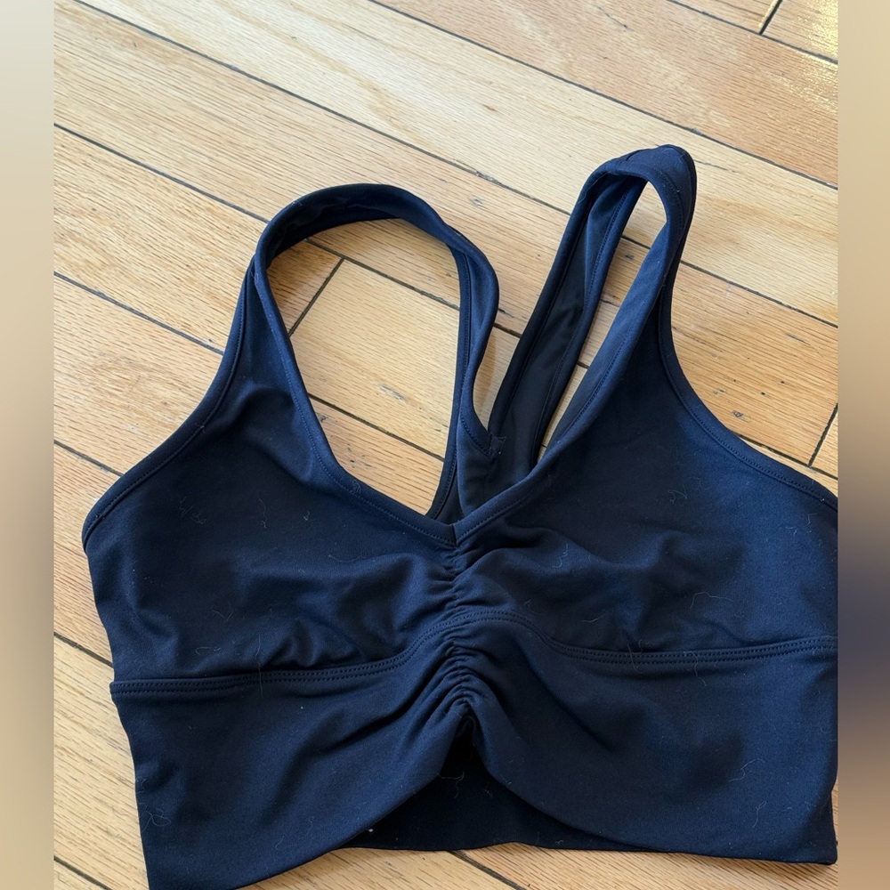 ALO Yoga Wild Thing Black Ruched Sports Bra